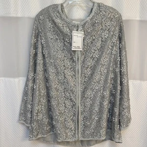 Vintage Cervelle Beaded Blazer Gray White 2X NWT India - Picture 1 of 9