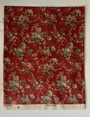 Ralph Lauren Home Fabric Dubois Floral Red 54” x  50” Cotton French Country - Image 1 of 4