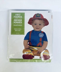 Infant Firefighter Costume 6–12M Jumpsuit Hat Halloween Outfit Chief Uniform NEW - Picture 1 of 6