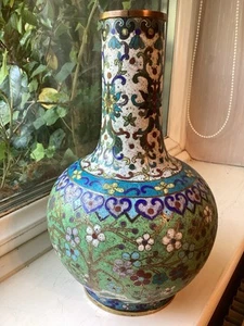 Antique Chinese Cloisonné Vase In Lovely Original Condition Very Collectible - Picture 1 of 7