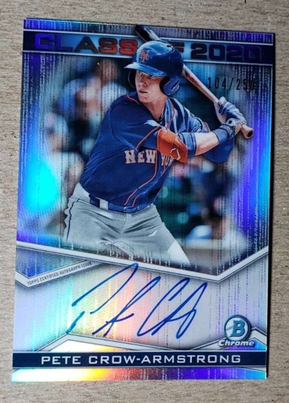2020 Bowman Chrome Class of 2020 Pete Crow-Armstrong Auto /250 New York Mets - Image 1 of 2
