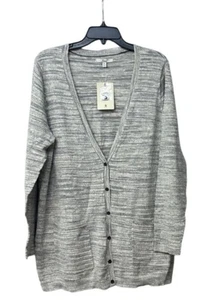 G.H. Bass & Co. Long-Sleeve Button-Down Cardigan, Heather Gray, XL - Picture 1 of 13