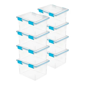 Sterilite Large 32 Qt Home Storage Container Tote with Latching Lids, (8 Pack) - Picture 1 of 11