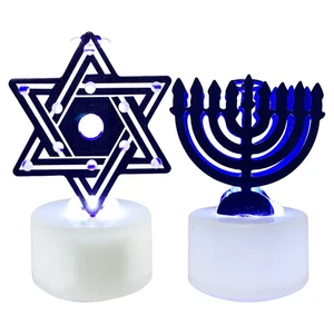2X Hanukkah Candle LED Light Desktop Chanukah Lamp Hanukkah Flameless Tealight - Picture 1 of 14