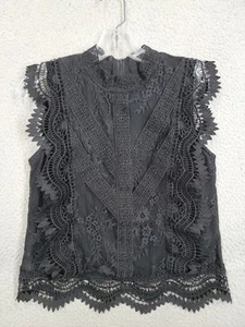 Top nero pizzo con volant donna manica media svolazzante vittoriano chicwish gotico - Foto 1 di 9