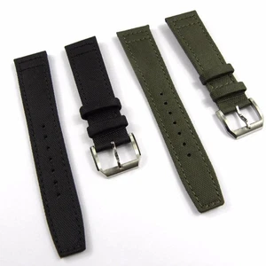 TOP VERSION 20 21 22mm Green Black Fabric Leather Watch Band W/ Buckle for IWC - Picture 1 of 7