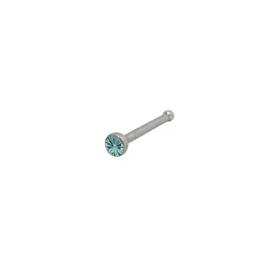 18G Nose Bone 316L Surgical Steel with a 2mm stone in Light Blue Jewel 6mm - Image 1 of 4