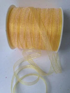 1/4" Inch Sheer / Iridescent Ribbon - May Arts - SN27 - Yellow - 10 Yards - Picture 1 of 1