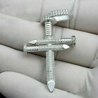 Men's 1.50Ct Lab Created Diamond Nail Cross Pendant 14K White Gold Plated Silver