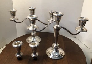 Par de candelabros convertibles vintage Gorham Sterling 3 en 1 #808 ponderados - Imagen 1 de 17