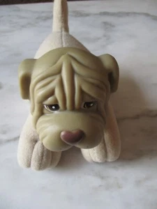 Vintage Puppy Pug Dog Plush-Vinyl Head, Soft Body Heart Shaped Nose-Pink Collar - Picture 1 of 4