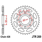 23809 - Compatible with Honda XL 185 S (L185S) 185 1979-1981 Sprocket Steel Grifted