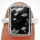 Natural Snow Flake Obsidian 925 Sterling Silver Ring S.7 Jewelry R-1499