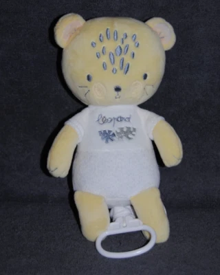 🍀Doudou Léopard Musical MOTS D'ENFANTS Jaune Blanc Peluche 25 Cm Etat NEUF - Photo 1/2