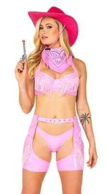 Roma Pretty Pink Western Cowgirl Vinyl 4pc Costume 5106 - Image 1 of 3