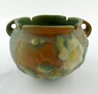 Roseville WHITE ROSE Brown Terra Cotta and Green 3.25 Inch Height Jardiniere VGC