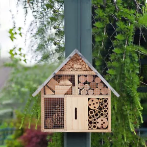 Insect Hotel Bee Bug Beetle Butterfly Moth House Wooden Garden Storm Eco Shelter - Picture 1 of 12