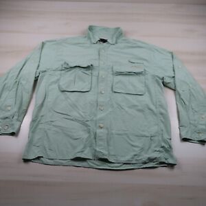 Exofficio Shirt Mens Medium Green Checks Long Sleeve Vented Button Up Outdoor