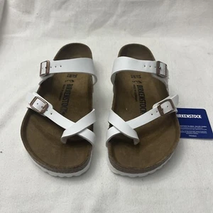 Birkenstock Mayari weiß Slipper Zehenschlaufe Birko-Flor Sandalen Damen Gr. 37 US 6 - Bild 1 von 4