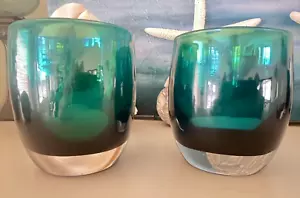 Glassybaby Pre Triskelion Dankbarkeit Votivkerzenhalter türkis irisierend grün - Bild 1 von 11