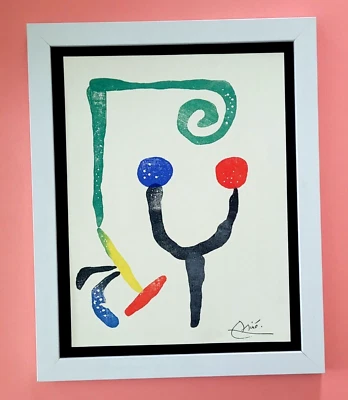 JOAN MIRO + 1971 BEAUTIFUL SIGNED PRINT MOUNTED AND FRAMED 11x14in + BUY NOW!! - image 1 of 4