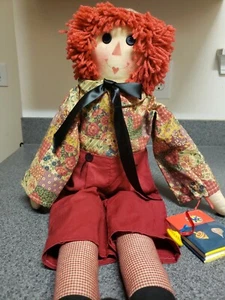 Raggedy Andy Doll 24 inches With Tops Books Attached Raggedy Anne 2 feet - Picture 1 of 5