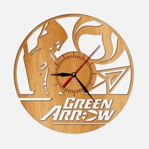 Green Arrow design wooden wall clock home art kids bedroom move game comics - Picture 1 of 1