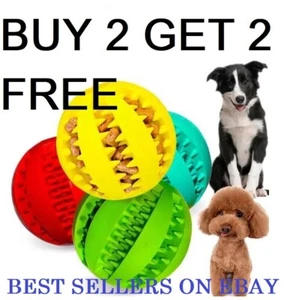 Pet Ball Dog Ball Durable Rubber Chew Teething Treat Clean Puppy Toy Buy 2 Get 4 - Picture 1 of 15