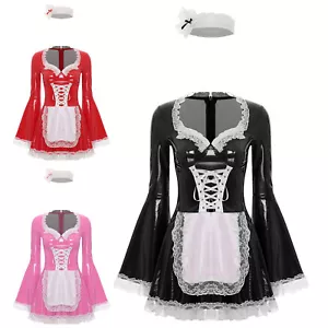 Damen Rock Themenparty Minirock Schnürung Maid Dress Frech Kostüm Cosplay Fancy - Bild 1 von 37