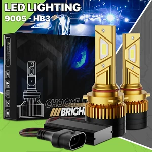 Pair HB3 9005 6500K LED Headlight Bulb High/Low Beam Fog Light DRL w/Cooling Fan - Picture 1 of 12