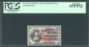 1869-75 10 CENTS FRACTIONAL CURRENCY FR-1261 CERTIFIED PCGS "GEM NEW 65-PPQ" - Picture 1 of 2