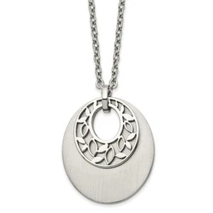 Stainless Steel Brushed & Polished Flower Cutout 18in w/2in ext Necklace - Picture 1 of 1