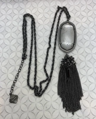 Collar Colgante Largo Kendra Scott Rayne Espejo Rock Tono Metal Bien Usado (b) Foto 1 de 4