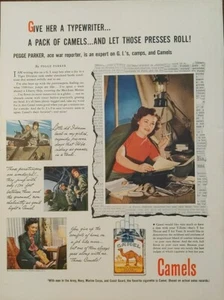 1944 Pegge Parker WWll Ace Reporter Camel cigarettes print ad - Picture 1 of 1