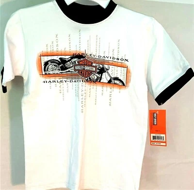 Harley Davidson® Kids Youth Boys Motorcycle Print White Short Sleeve T-Shirt - Image 1 of 4