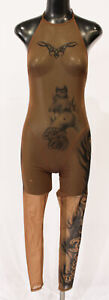 Savage X Fenty Women's Tattooed Crotchless Catsuit LC7 Brown Sugar Small NWT