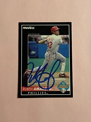 Ruben Amaro 1992 Pinnacle Rookie Prospect RC IP Auto Autograph  - Image 1 of 3