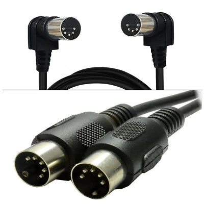 Adaptador de cable extensor de audio MIDI de 5 pines ángulo de 90° 5 pines macho a macho - Imagen 1 de 3