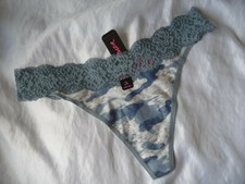 L, La Senza Cotton Floral Lace Waistband thong, Bllue/grey camouflage print,NEW