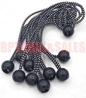 CMT 10pc 11" Black Ball Bungee Cord Bungie Heavy Duty Tarp Tie Downs Straps Canopy
