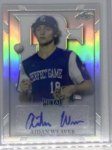 2021 LEAF PERFECT GAME METAL SILVER REFRACTOR AIDAN WEAVER AUTO