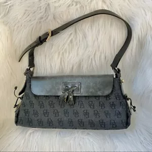 Dooney & Bourke Signature Tassel Leather Canvas Baguette Mini Shoulder Bag - Picture 1 of 12