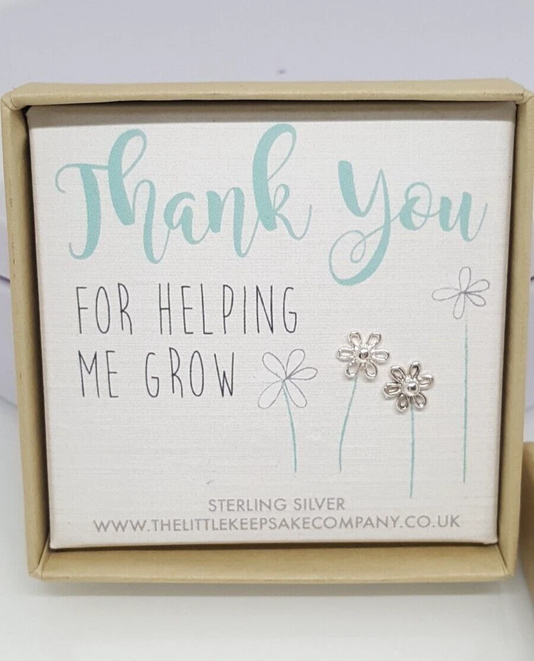 Preciosos aretes con flores brillantes de plata maciza 925 en CAJA #21303 Foto 1 de 4