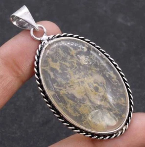 Goldener Rutilquarz 925 Silber plattiert Handarbeit Anhänger von 2,1" Ethno - Bild 1 von 3