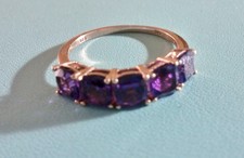 Amethyst-Platinum-Rose Gold SS-5 Stone Ring (size 10) 4.85 ctw 