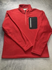 Orvis Herren Pullover Large Rot Angeln 1/4 Reißverschluss Langarm Fleece Reißverschluss Handytasche - Bild 1 von 12