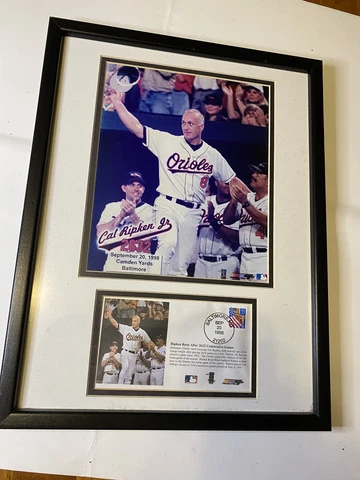 Cal Ripken Jr 2632 consecutive games framed picture with postcard stamp💥 Cover