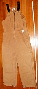 Vintage Carhartt Bib Overalls Brown Canvas Men's 40x30 - Picture 1 of 17