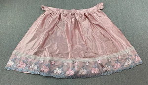 Satin Lace Overlay Edge Apron Women One Size Tie Back Country Core Silky Bow - Picture 1 of 11