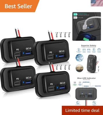 Fast Charge 12V USB C & QC3.0 Outlet - 2PCS  Panel for RVs & Motorcycles - Image 1 of 4